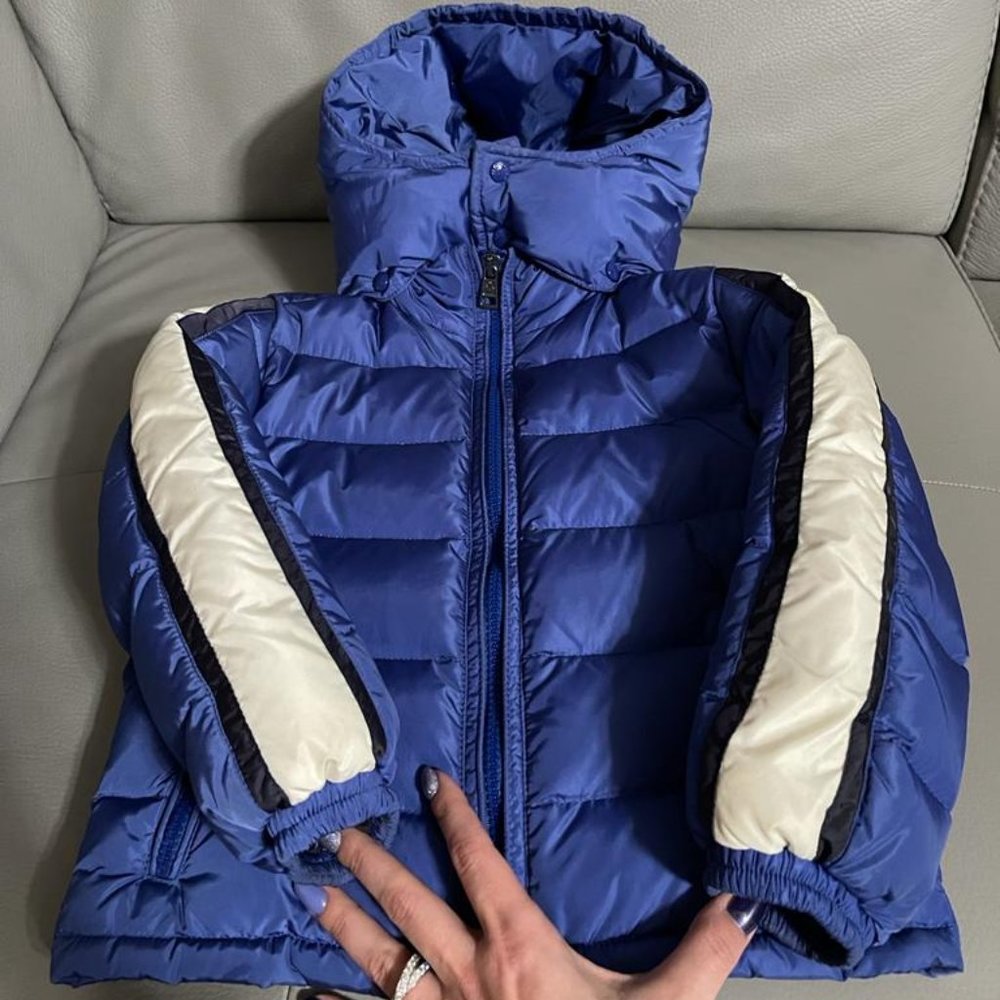 Moncler Boy's Charle Giubbotto Stripe Detachable Hooded Jacket, Size 4